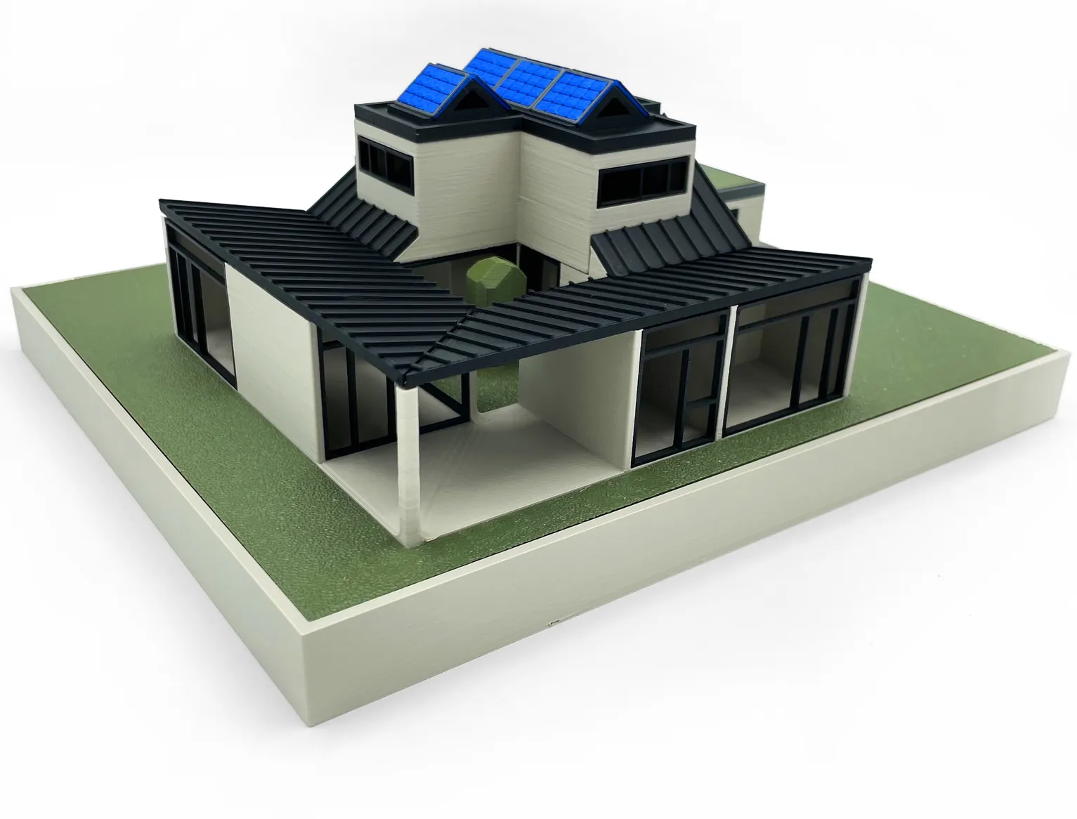 Floorview-Architekturmodell eines Neubauprojekts mit überdachter Terrasse Floorview-Architekturmodell eines Neubauprojekts mit überdachter Terrasse